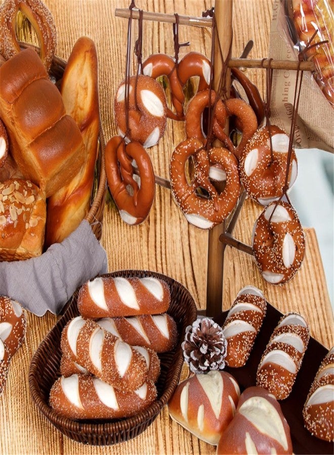 Skyseen 3PCS Artificial Bread Simulation Realistic Baked Pretzels Cracker Snack for Decoration Display Props - Image 2